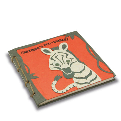 ぞうのうんちからできたエシカルな紙！『 poopoopaper 』動物園ジャーナルノートブック（ゾウ、トラ、カバ、キリン、ライオン、シマウマ、サル）
