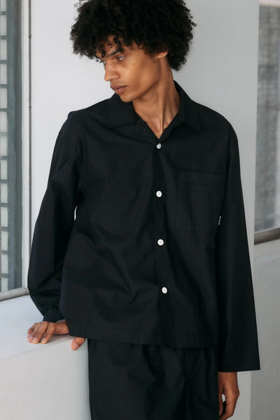 Long Sleeve Silk Shirt 【Black】