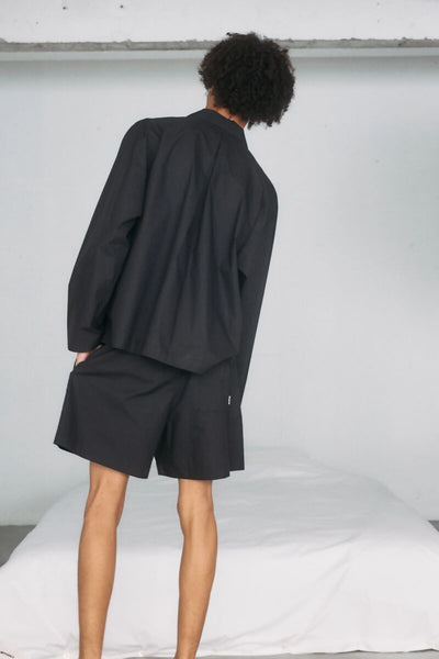 Wide Silk Shorts【Black】