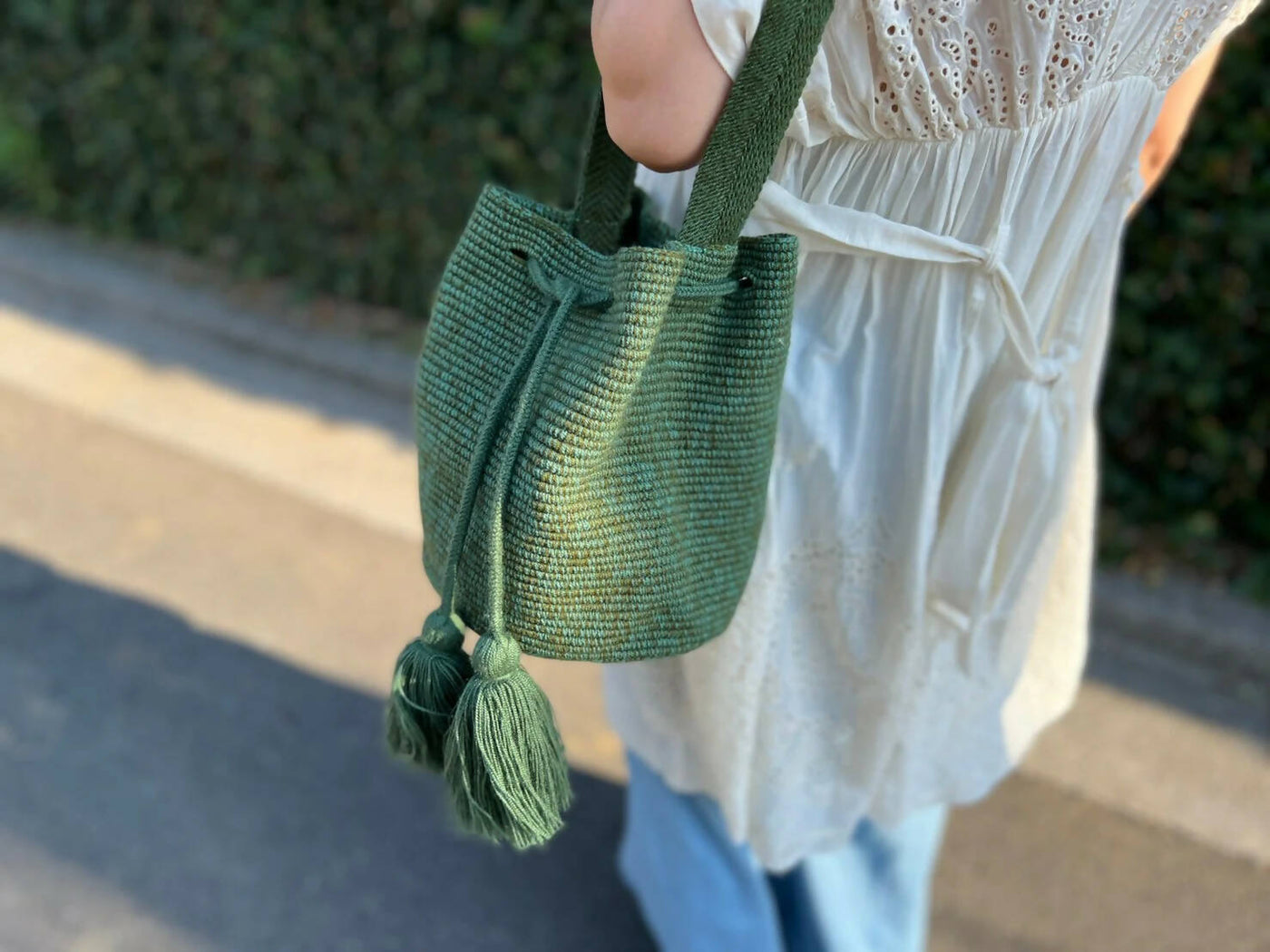 コロンビア発　Flamenco Bag Medium Viridian　アクリル 100%