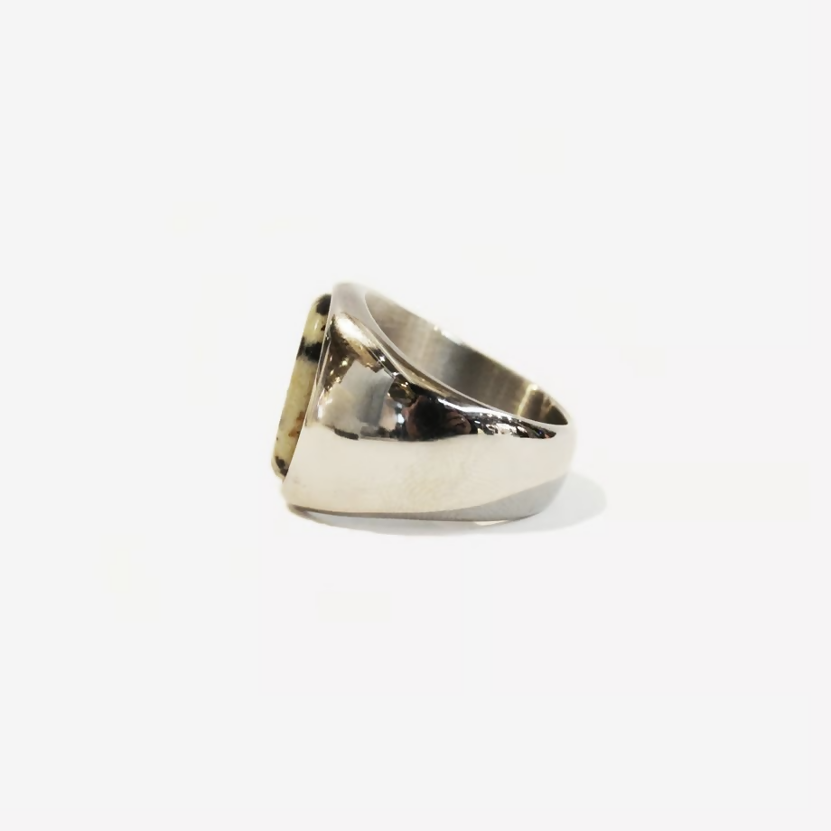 Stainless Stone Signet Ring SILVER