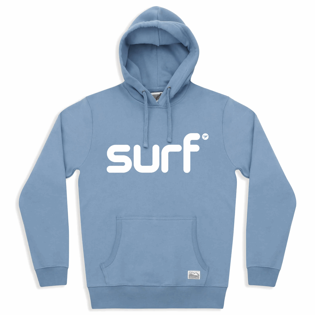 'SURF' オーガニックコットン100% 英国ハンドプリント ヘビーウェイト フーディー - 'SILVERSTICK'