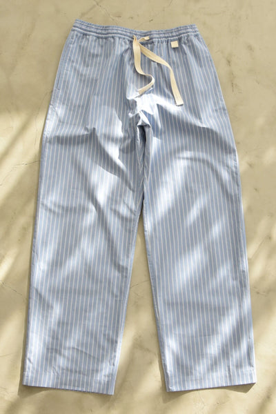 Wide Silk Pants【Blue stripe】