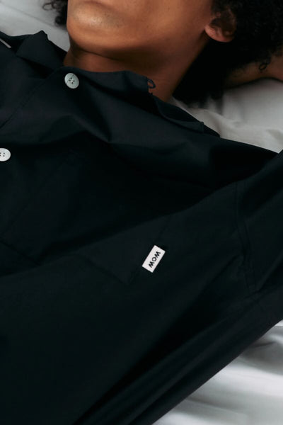 Long Sleeve Silk Shirt 【Black】