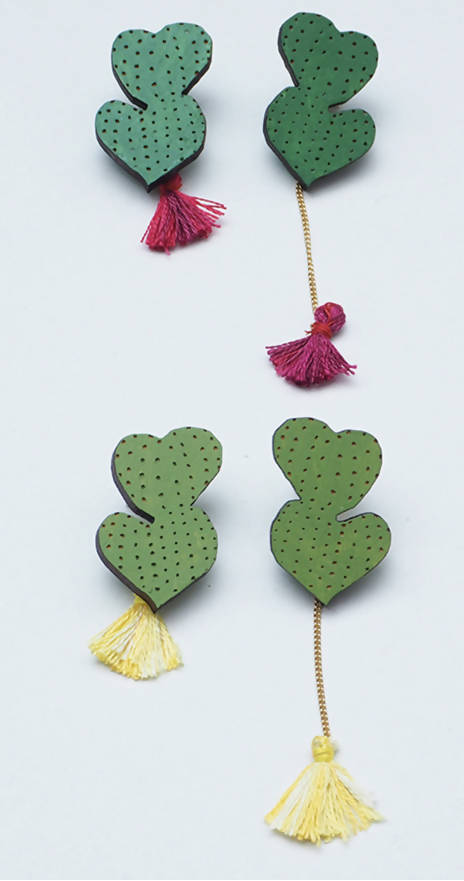 Cactus heart pierced earrings