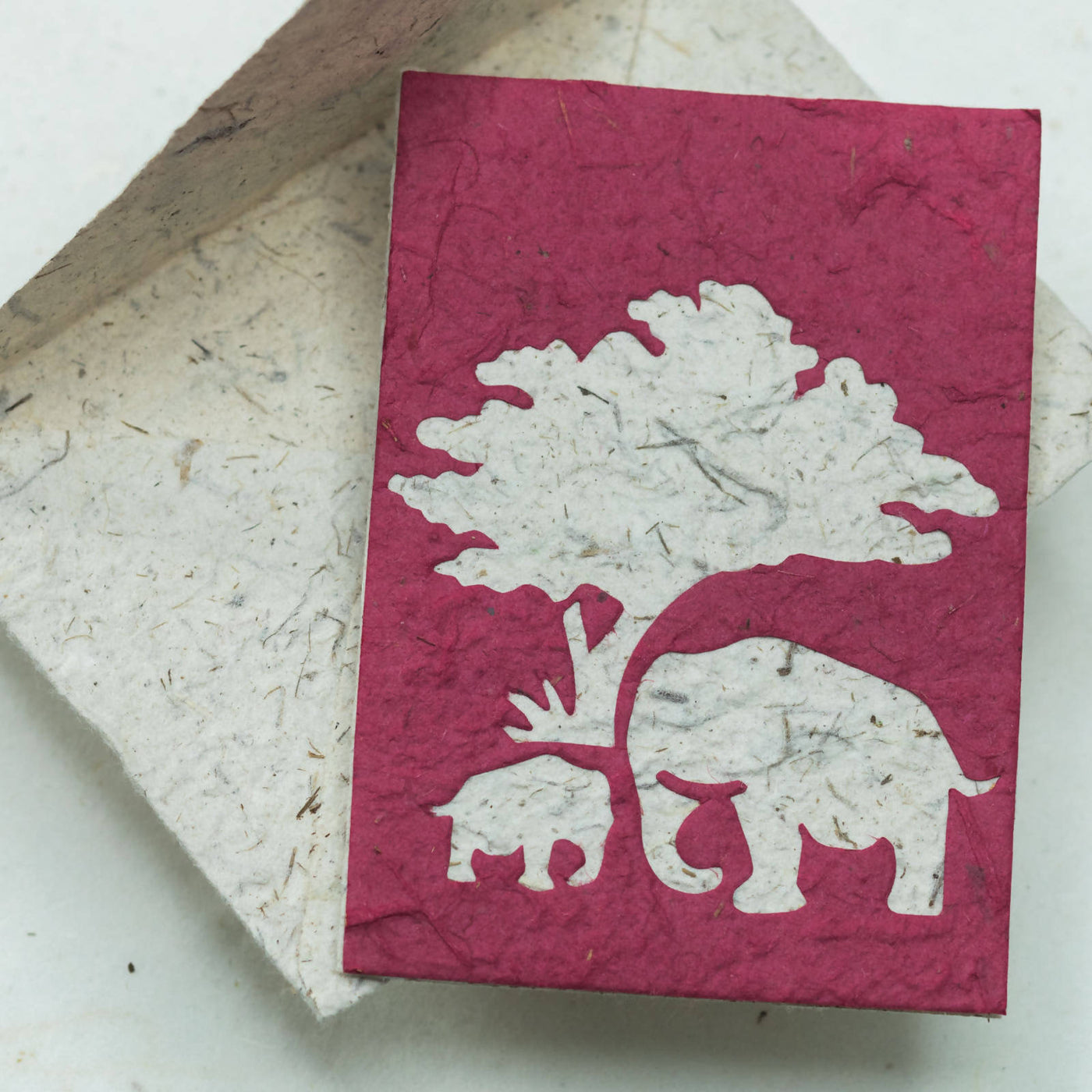 ゾウのpooからできたエシカルな紙！ 『 プープーペーパー』　５色グリーティングカード Elephant Mom & Baby Elephant| Seplumo | SDGS | ハンドメイド | エシカル商品 ぞう | ぞうさん |うんち紙 | サスティナブルな紙  |うんちからできた紙