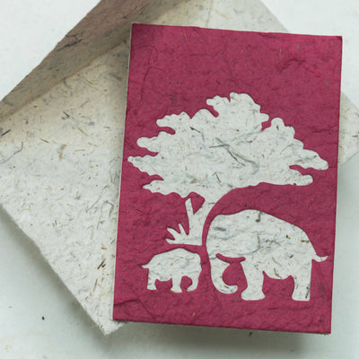 ゾウのpooからできたエシカルな紙！ 『 プープーペーパー』　５色グリーティングカード Elephant Mom & Baby Elephant| Seplumo | SDGS | ハンドメイド | エシカル商品 ぞう | ぞうさん |うんち紙 | サスティナブルな紙  |うんちからできた紙