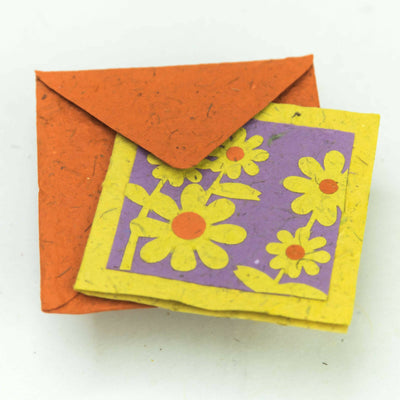ぞうのうんちからできたエシカルな紙！『 poopoopaper 』 カラフルな花柄と蝶柄　グリーティングカード　（封筒付き）