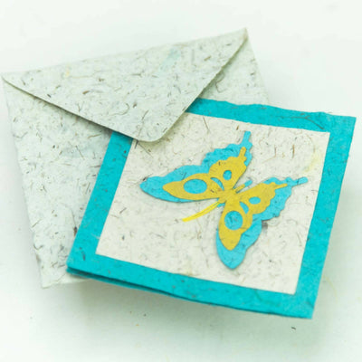 ぞうのうんちからできたエシカルな紙！『 poopoopaper 』 カラフルな花柄と蝶柄　グリーティングカード　（封筒付き）